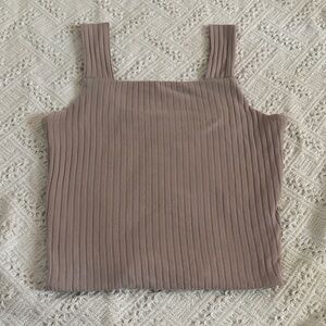 So Ribbed Brown Tank Top